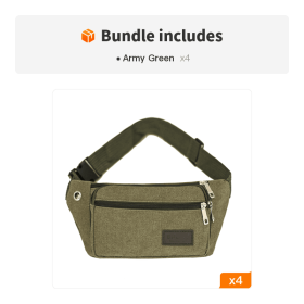 1pc Unisex Multifunctional Canvas Waist Bag (Color: Army Green*4)