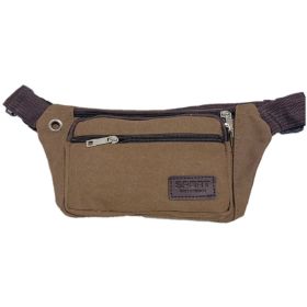 1pc Unisex Multifunctional Canvas Waist Bag (Color: Coffee)
