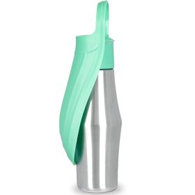 25OZ Portable Dog Water Bottle Foldable Stainless Steel Water Dispenser (Color: Green)