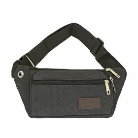 1pc Unisex Multifunctional Canvas Waist Bag (Color: Black)