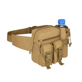 Tactical Waist Bag Denim Waist pack With Water Bottle Holder (Color: Khaki)
