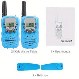 2pc Multifunctional Portable Kids Walkie Talkie With LED Backlight (Color: 2pcs Blue)