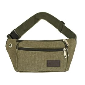 1pc Unisex Multifunctional Canvas Waist Bag (Color: Army Green)