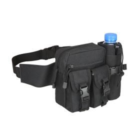 Tactical Waist Bag Denim Waist pack With Water Bottle Holder (Color: Black)
