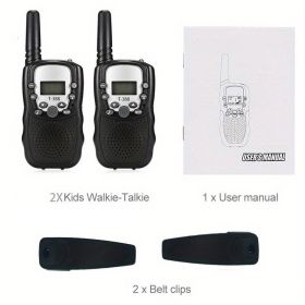 2pc Multifunctional Portable Kids Walkie Talkie With LED Backlight (Color: 2pcs Black)
